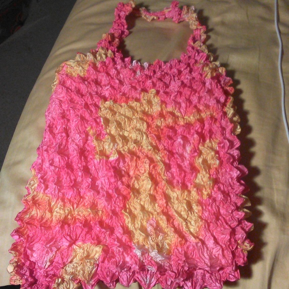 BNWOT VINTAGE POPCORN HALTER TOP LADIES/ MAGIC BUBBLE TOPS THAT EXPAND SATINY - Picture 4 of 7